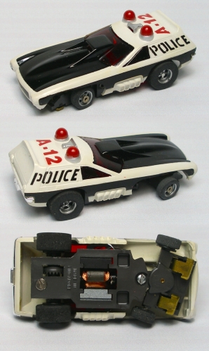 Aurora AFX HO slot car Police Vega with Chassis & 2 rescue van bodies 3 car Lot 