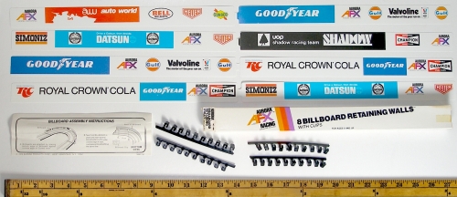 8pc 1974 Aurora AFX Slot Car Bill Boards Billboard Racewall Guardrail Clips 1466 for sale online 