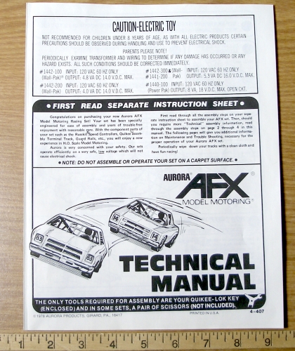 G-PLUS HO Slot Car DRIVER'S MANUAL GUIDE 12pg 1982 Aurora AFX Magna-traction G 