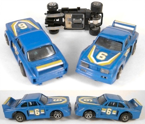 1980 Ideal TCR SLOTTED Slot Car BMW Blu/Yel/Wht #6 Cool