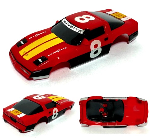 1 1988 TOMY AFX HO Slot Car C4 Chevy CORVETTE #8 Body-Only